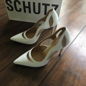 NWT white leather heels BHLDN